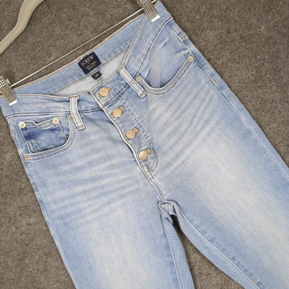J.Crew Womens High Rise Skinny‎ Jeans Light Wash Button Fly Size 25 Blue Denim